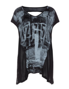 Mat Jersey top with cut-out back detail Black