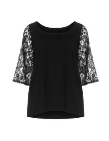 Manon Baptiste Cotton Shirt with Lace Sleeves Black