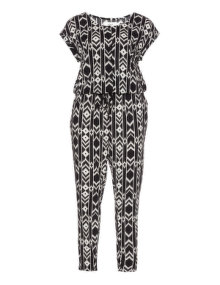 Zizzi Vertical print jumpsuit Ivory-White / Black