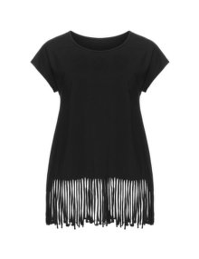 Manon Baptiste Fringe seam T-shirt Black