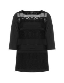 Elena Miro Cotton lace chiffon t-shirt Black