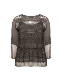 Nostalgia Chiffon lace knitted jumper Dark-Brown