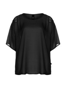 Yppig Crochet embellished T-shirt Black