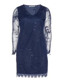 Studio Two-layered dress with embroidery Dark-Blue