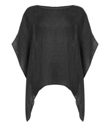 Isolde Roth Poncho-look linen shirt Black / Mottled