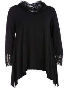 Isolde Roth Shirt with lacy collar Black