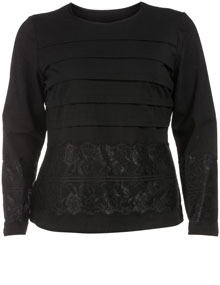 Manon Baptiste Cotton shirt with lace Black / Black