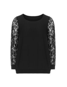 Manon Baptiste Lace paneled top Black