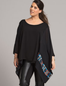 Manon Baptiste Embroidered chiffon tunic Black / Versicolour