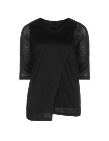 Isolde Roth Wrap-look linen blouse Black