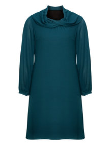 Manon Baptiste Shawl collar dress Petrol