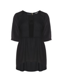 Carmakoma  Dipped hem chiffon blouse Black / Transparent