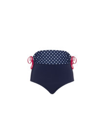 State of Mind Bikini trousers with dots and gather Dark-Blue / White