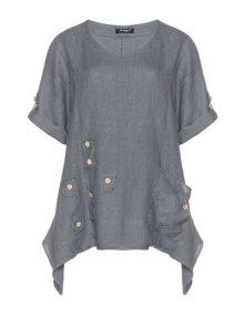 Nostalgia Linen shirt with decorative buttons Grey