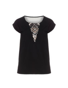 Manon Baptiste Sheer back cotton T-shirt Black / Beige