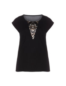 Manon Baptiste Sheer back cotton T-shirt Black / Versicolour