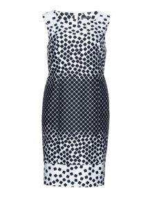 Elena Grunert Cotton dress with all over pattern White / Dark-Blue