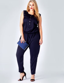 Zizzi Satin jumpsuit Dark-Blue