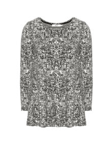 Zizzi Pattern fine knit T-shirt Black / Ivory-White