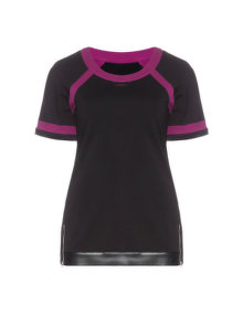 Manon Baptiste Top with faux leather and zippers Black / Pink