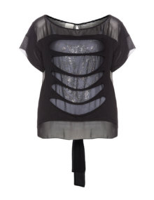 Mat Shirt with rhinestone and cut-out detail Black