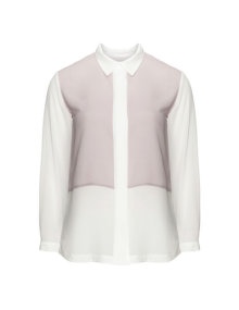 Manon Baptiste Colour blocking chiffon blouse Ivory-White / Grey