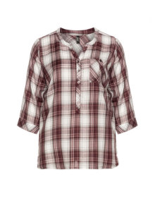 Zhenzi Plaid cotton shirt Ivory-White / Bordeaux-Red