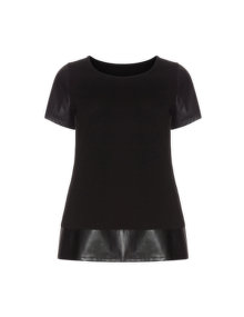 Manon Baptiste Faux leather trimmed t-shirt Black