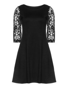 Manon Baptiste Cotton dress with lace Black