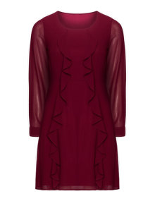 Manon Baptiste Flared chiffon dress Bordeaux-Red