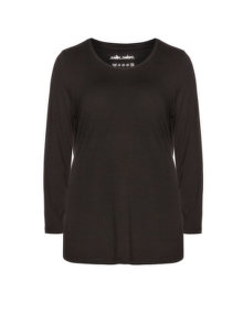 Sallie Sahne Basic jersey long sleeve top Black