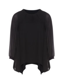 Manon Baptiste Jersey and chiffon top Black