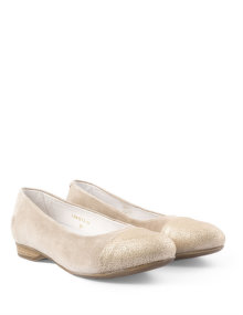 JJ Footwear Leather ballerinas with metallic cap Sand