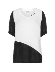 Mona Lisa Bicolour linen shirt Black / White